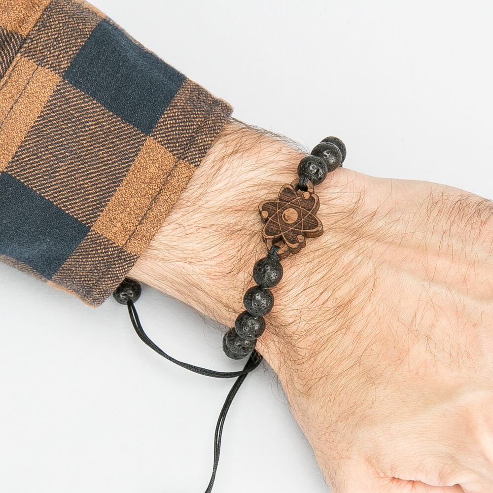 Wooden Bracelet Atom Merbau Stone