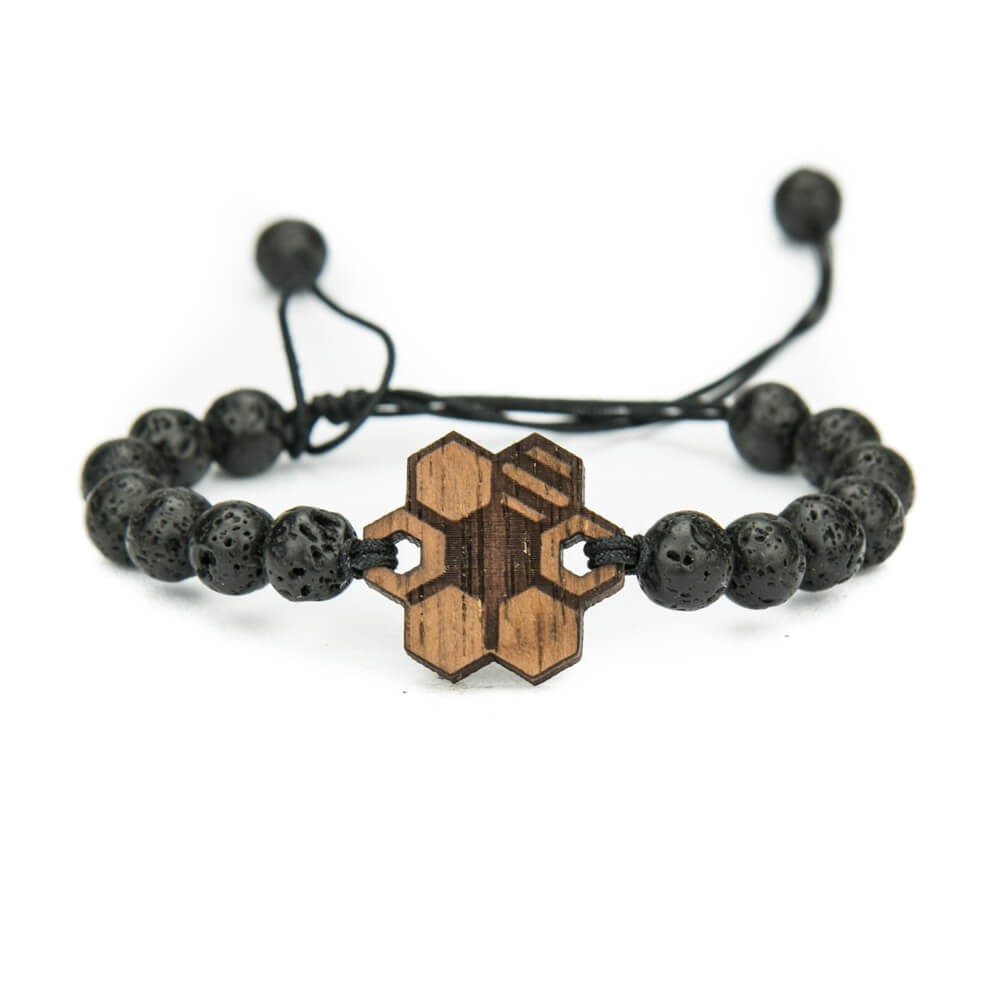 Wooden Bracelet Honeycomb Merbau Stone