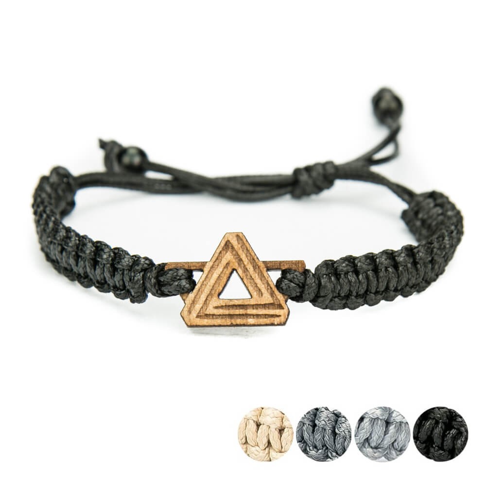 Wooden Bracelet Triangle Anigre Cotton