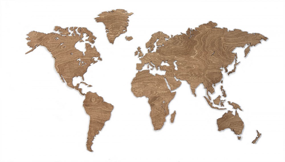 Mapa Świata Bewood - Brzozowa - Odcień Orzecha