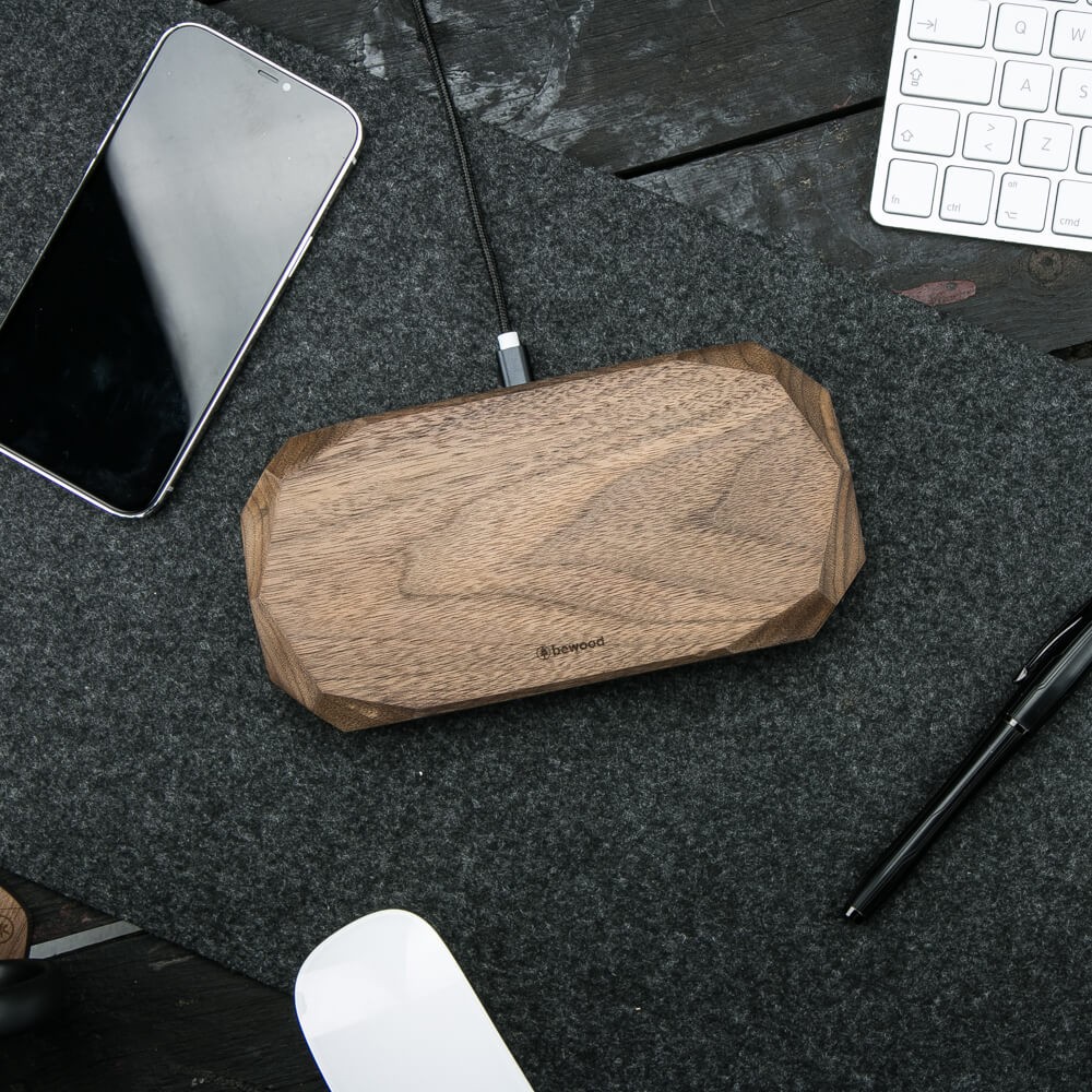 Wireless Charger Bewood Double QI 10W Walnut