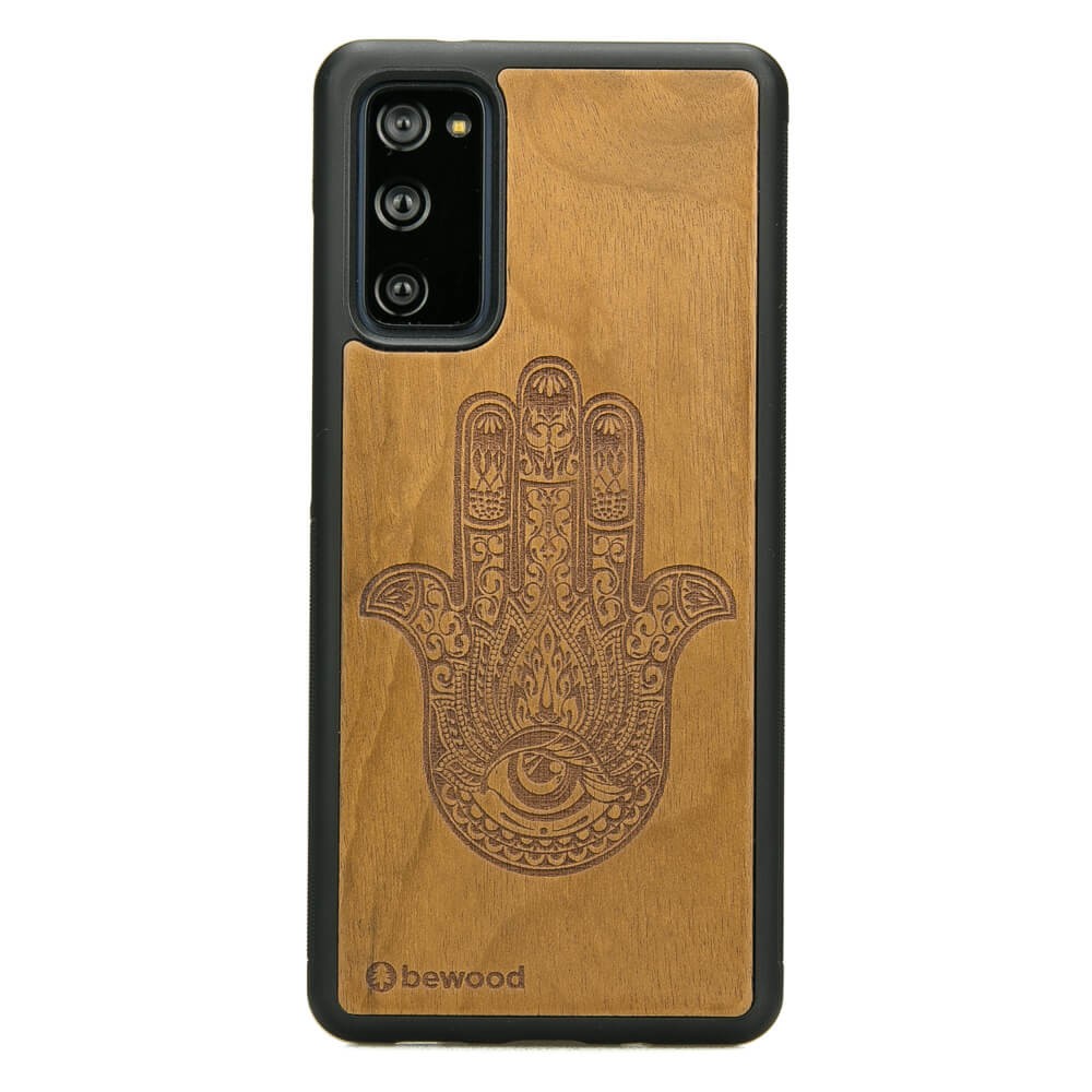 Drewniane Etui na Samsung Galaxy S20 FE HAMSA IMBUIA