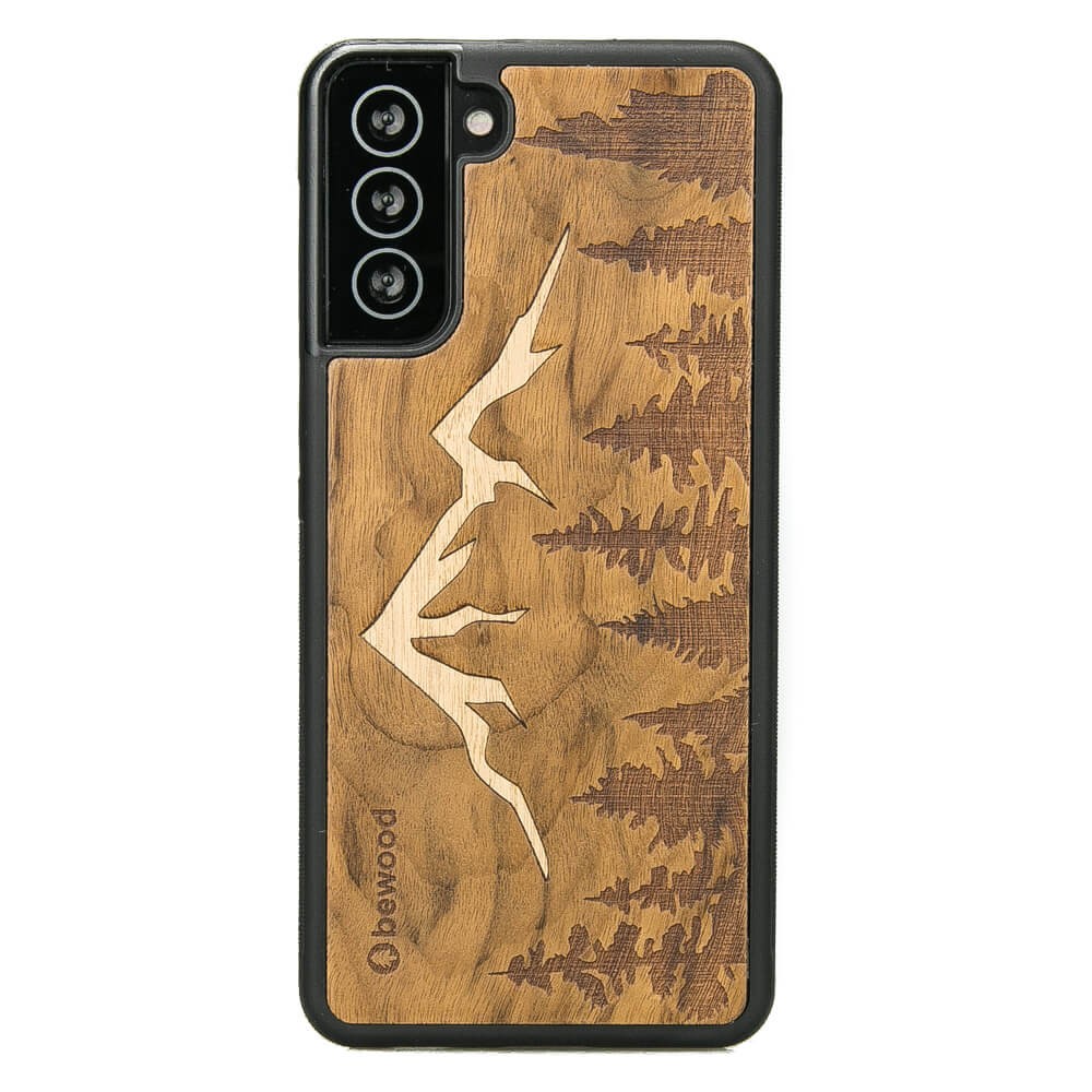 Samsung Galaxy S21 Mountains Imbuia Wood Case