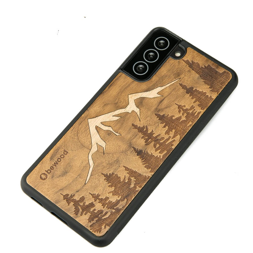 Samsung Galaxy S21 Mountains Imbuia Wood Case