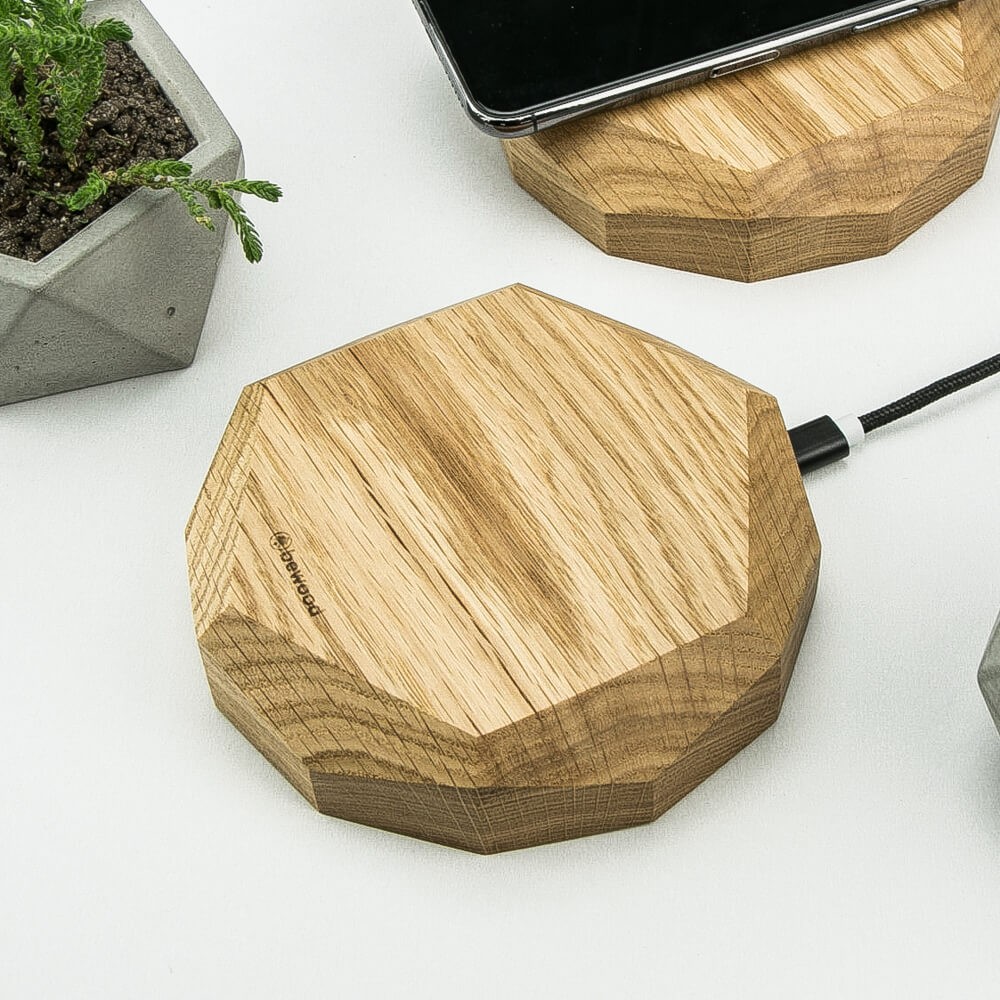 Ładowarka indukcyjna Bewood Geometryczna QI 15W Dąb