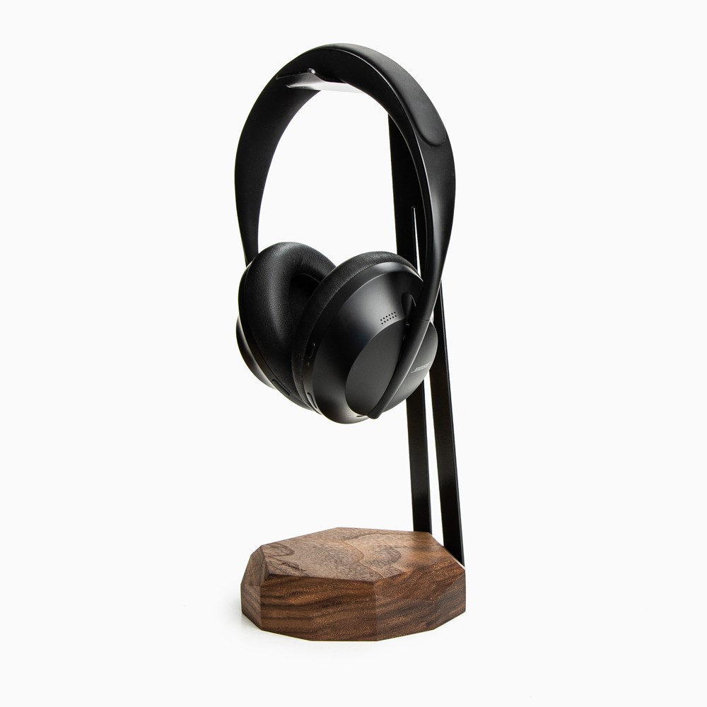 Stojak na słuchawki Bewood z Ładowarką QI 15W - Black - Orzech