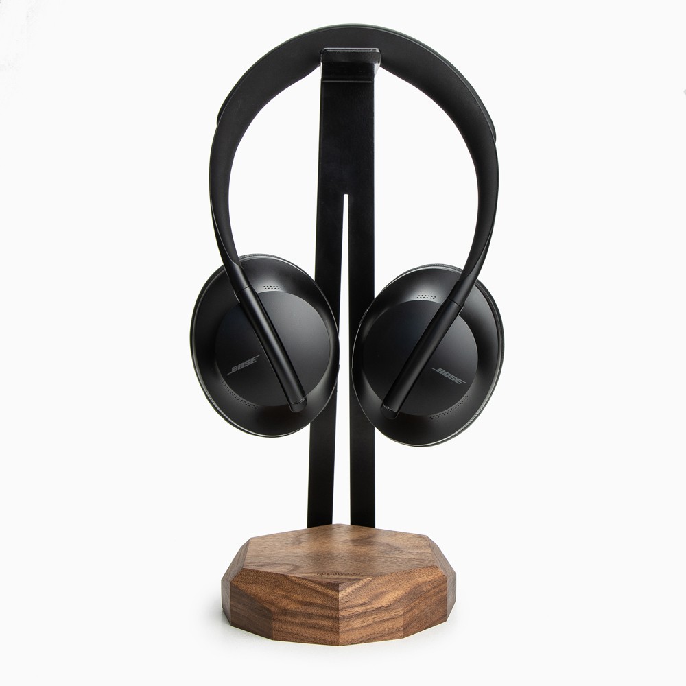 Wood Headphone Stand Geometric - Black - Walnut