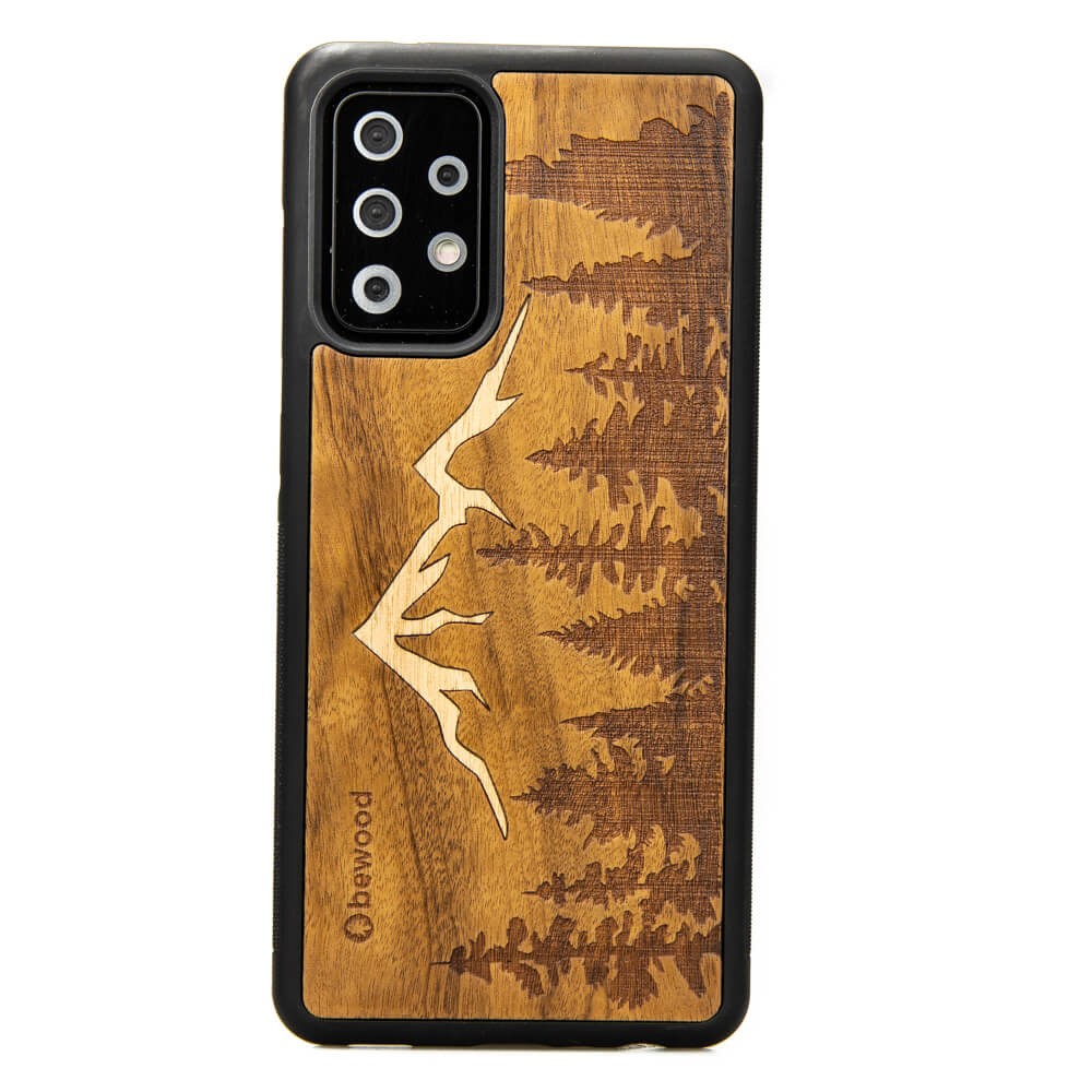 Samsung Galaxy A72 5G Mountains Imbuia Wood Case