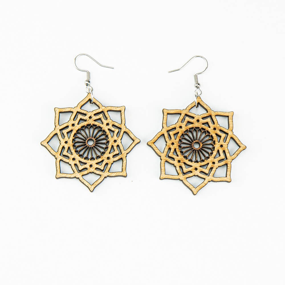 Wooden earrings MANDALA Anigre