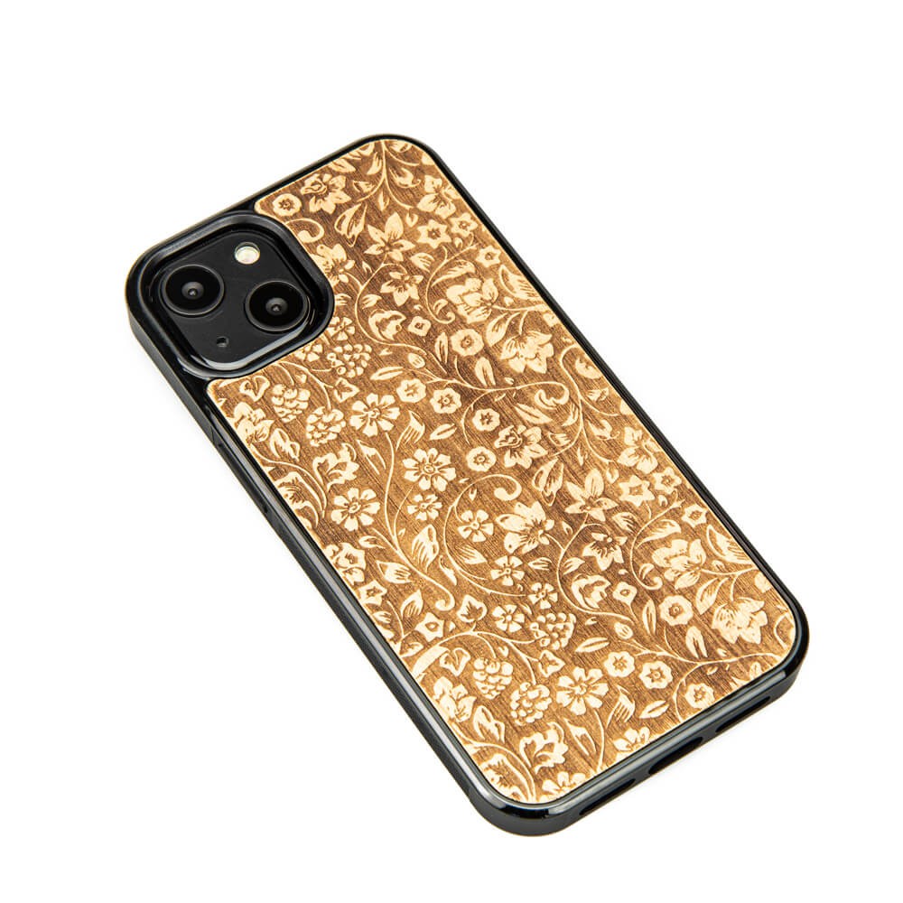 Apple iPhone 13 Flowers Anigre Wood Case