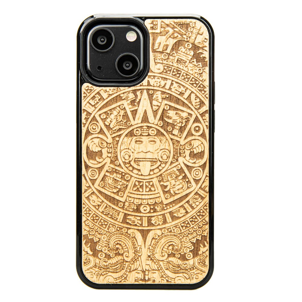 Apple iPhone 13 Mini Aztec Calendar Anigre Wood Case