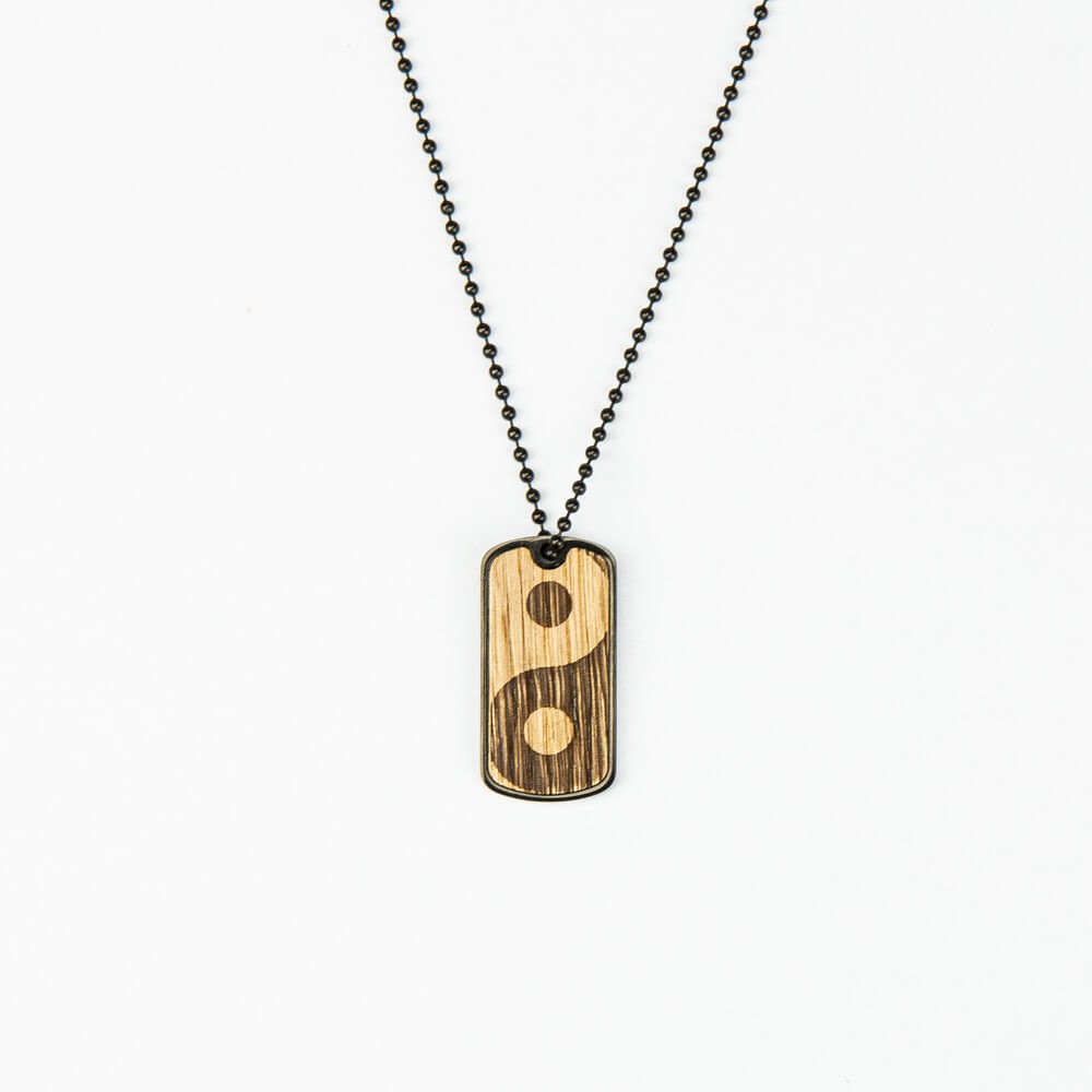 Dog tag Bewood Yin Yang Oak Black