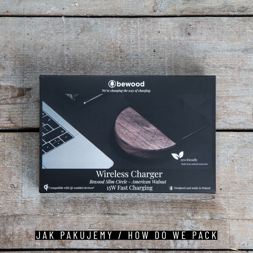 Wireless Charger Bewood Slim Circle QI 15W Walnut