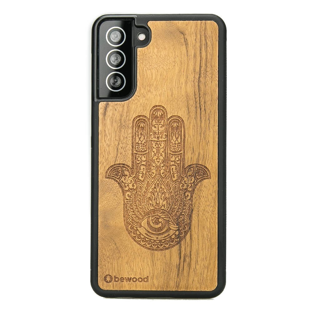 Drewniane Etui na Samsung Galaxy S21 FE HAMSA IMBUIA