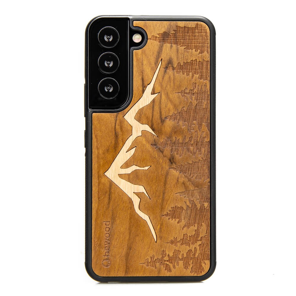 Samsung Galaxy S22 Mountains Imbuia Wood Case