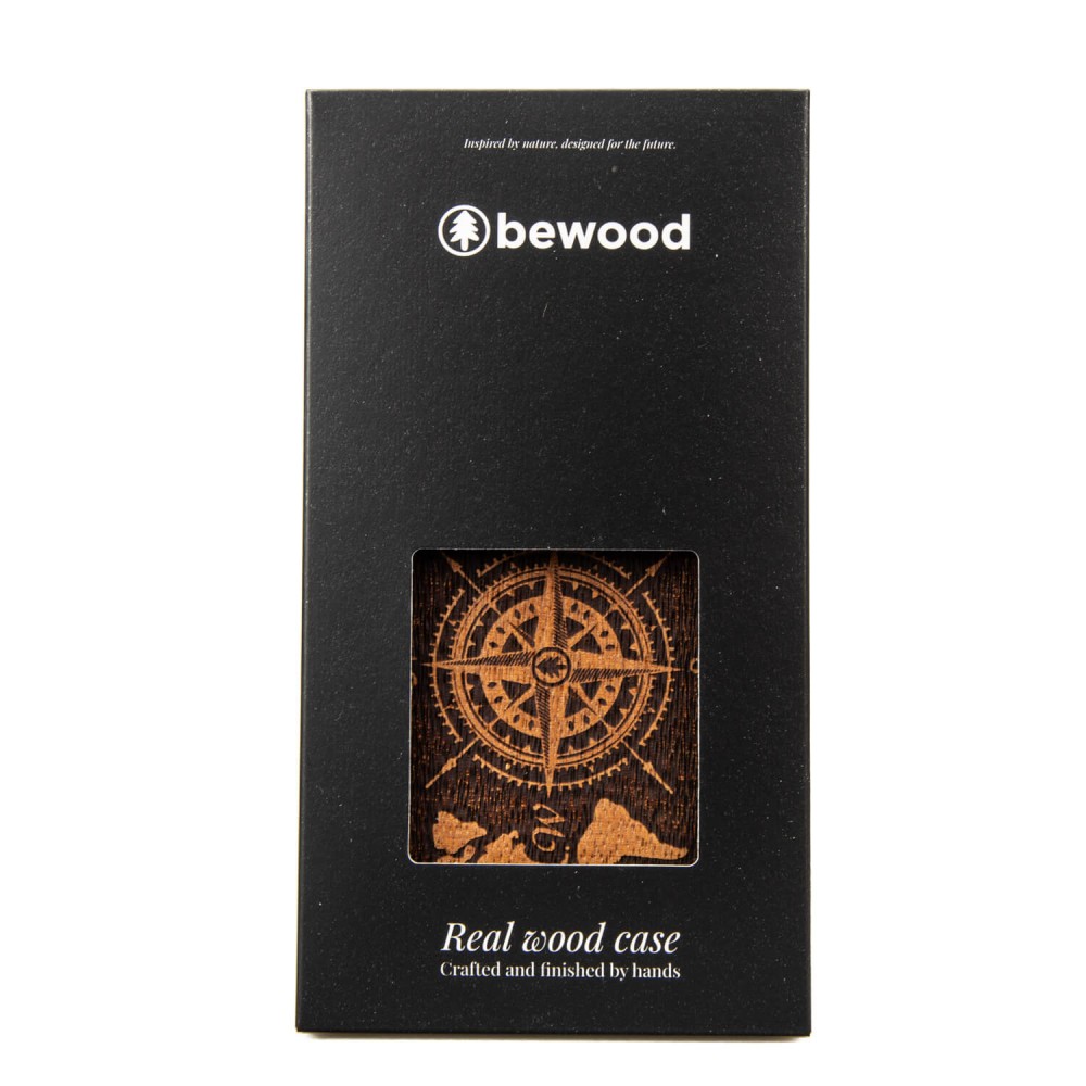 Drewniane Etui Bewood na iPhone 14 RÓŻA WIATRÓW MERBAU