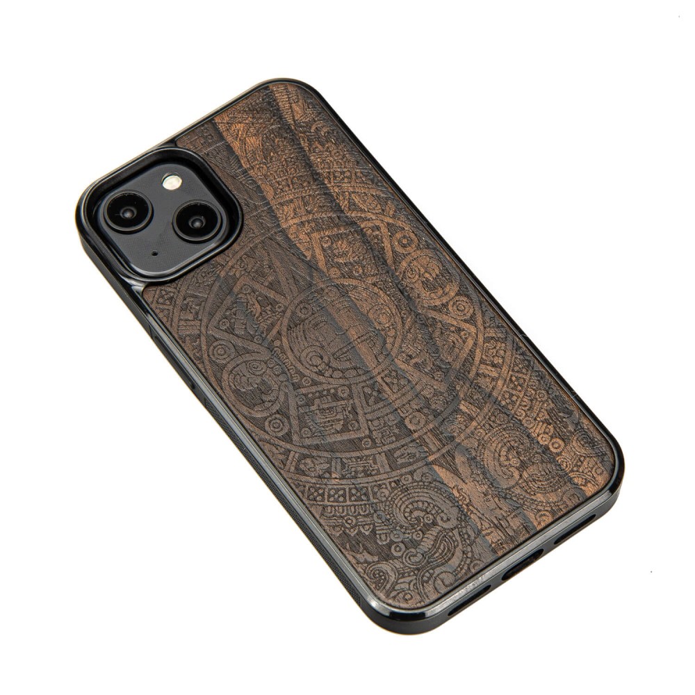 Drewniane Etui Bewood na iPhone 14 KALENDARZ AZTECKI ZIRICOTTE