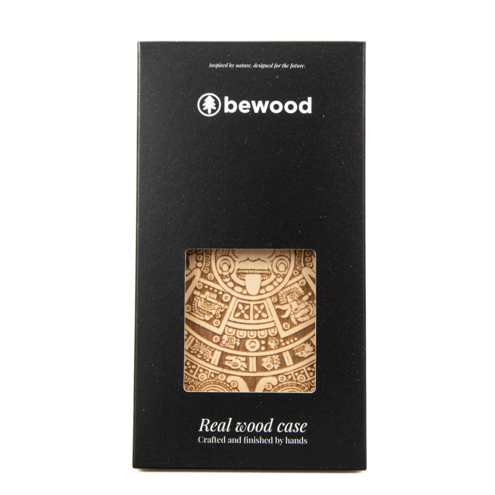 Drewniane Etui Bewood na iPhone 14 KALENDARZ AZTECKI ANIEGRE