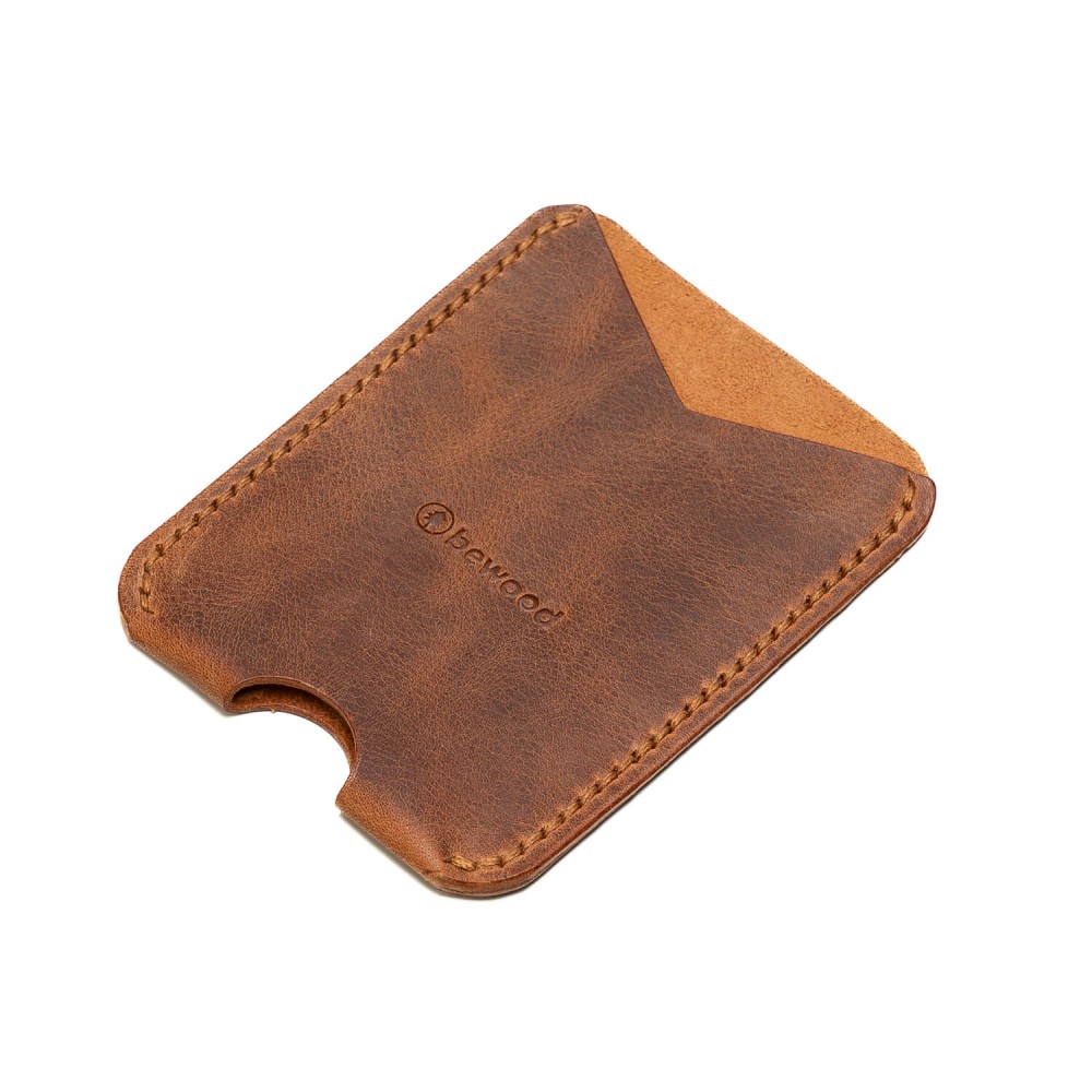Leather card holder Bewood - Classic - Cognac