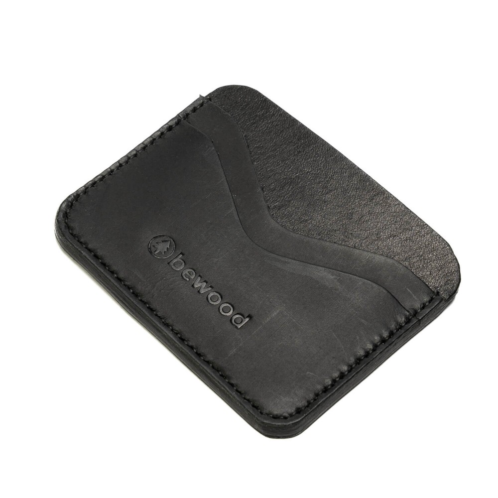 Leather card holder Bewood - Business - Black