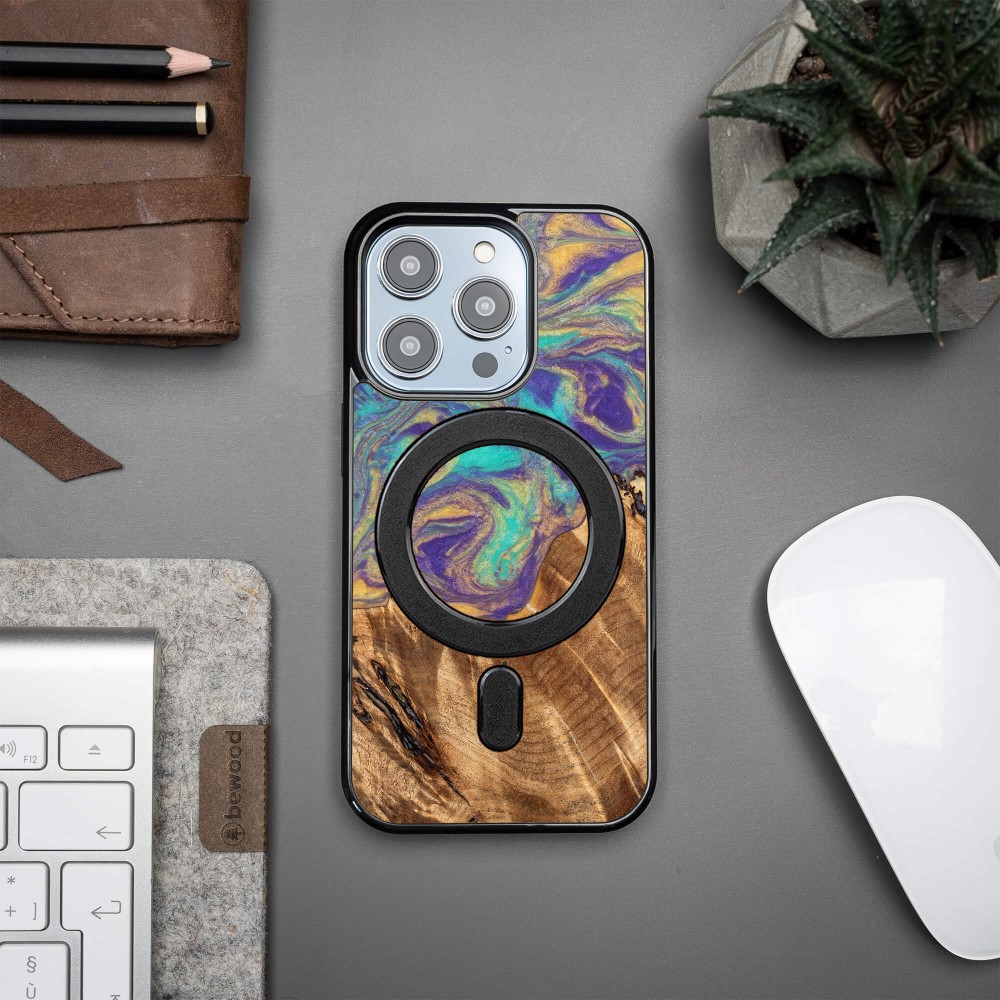 Etui Bewood Unique na iPhone 14 Pro - Planets - Merkury z MagSafe