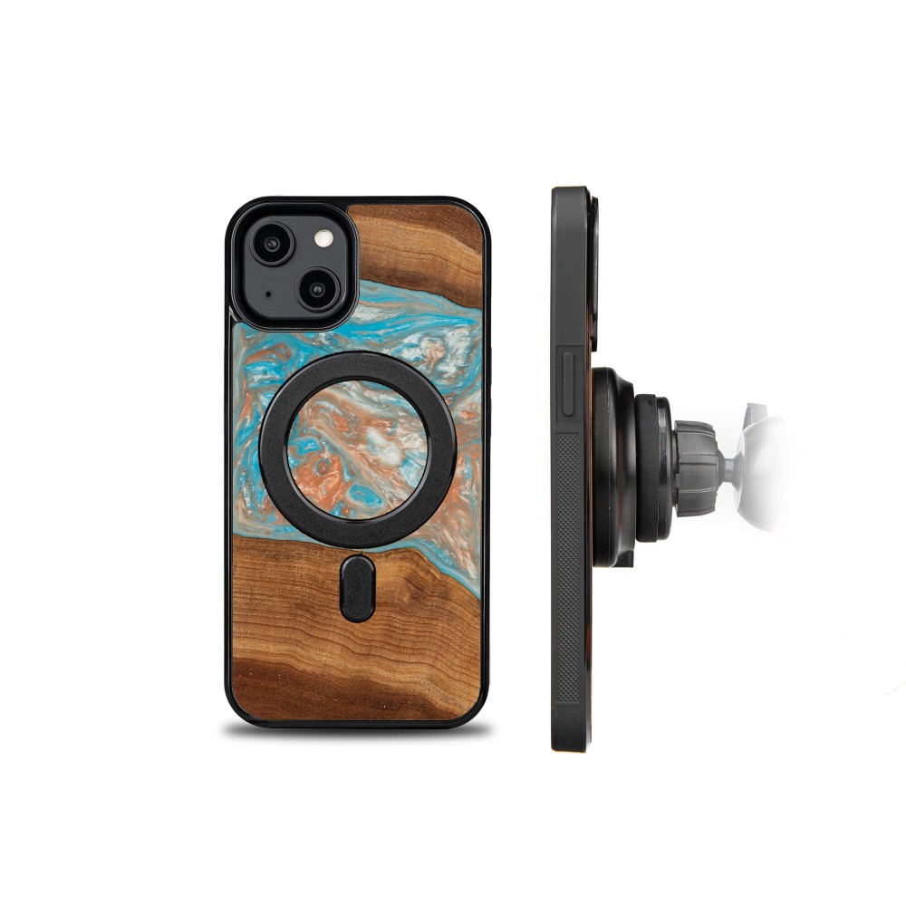 Etui Bewood Unique na iPhone 14 - Planets - Saturn z MagSafe