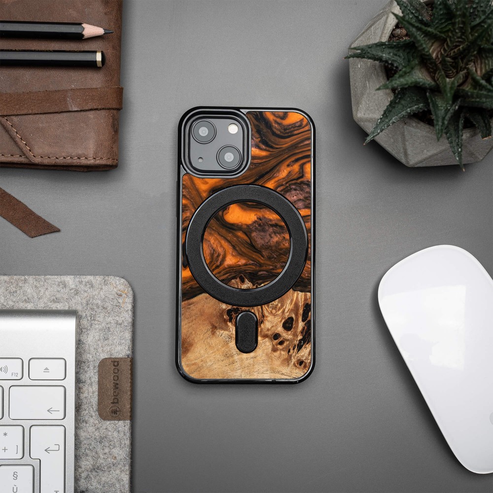 Bewood Resin Case - iPhone 13 Mini - Orange - MagSafe