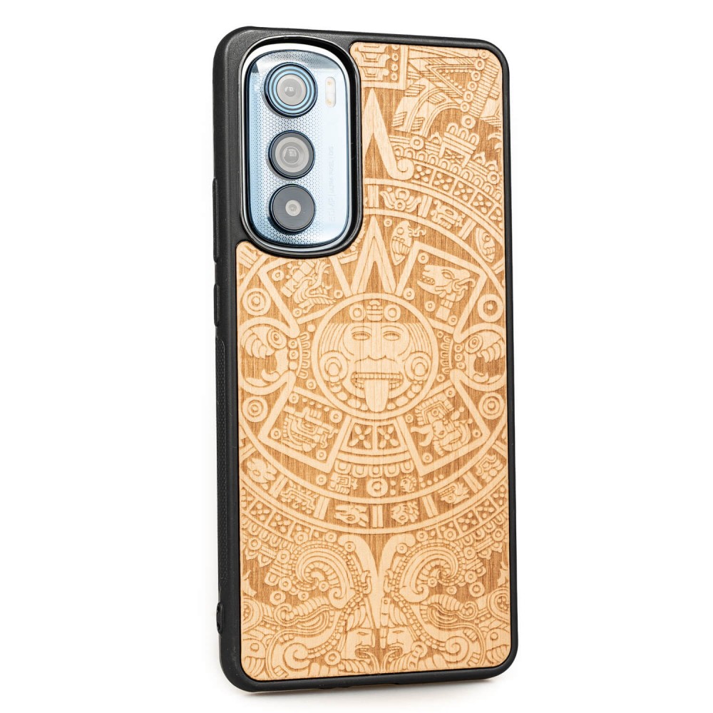 Drewniane Etui Bewood Motorola Edge 30 KALENDARZ AZTECKI ANIEGRE