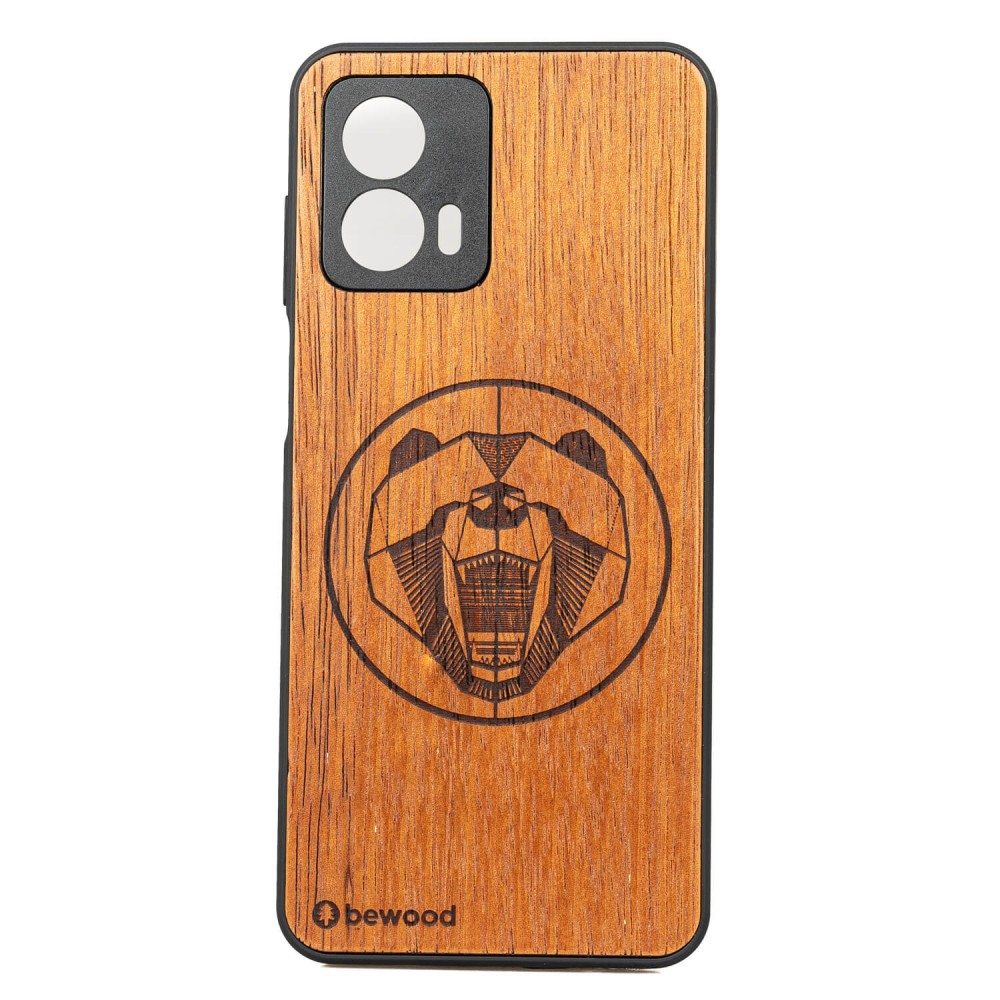 Drewniane Etui Bewood Motorola G73 5G NIEDŹWIEDŹ MERBAU