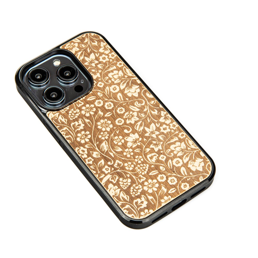 Apple iPhone 15 Pro Flowers Anigre Bewood Wood Case
