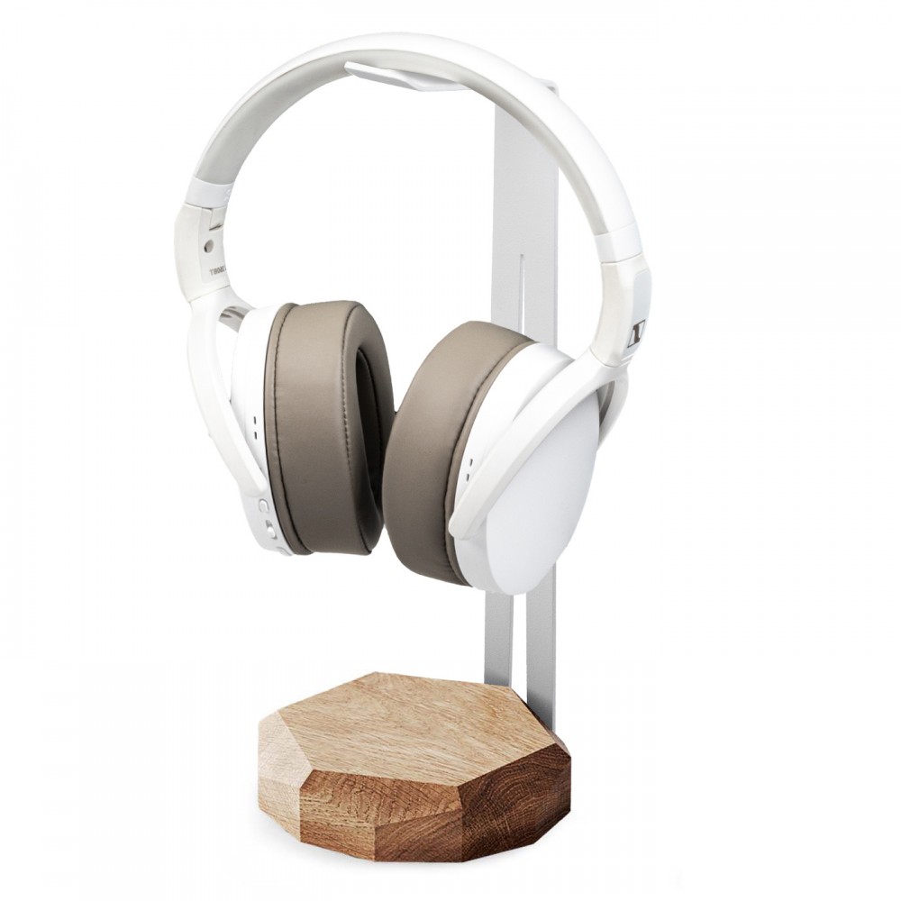 Wood Headphone Stand Geometric - White - Oak