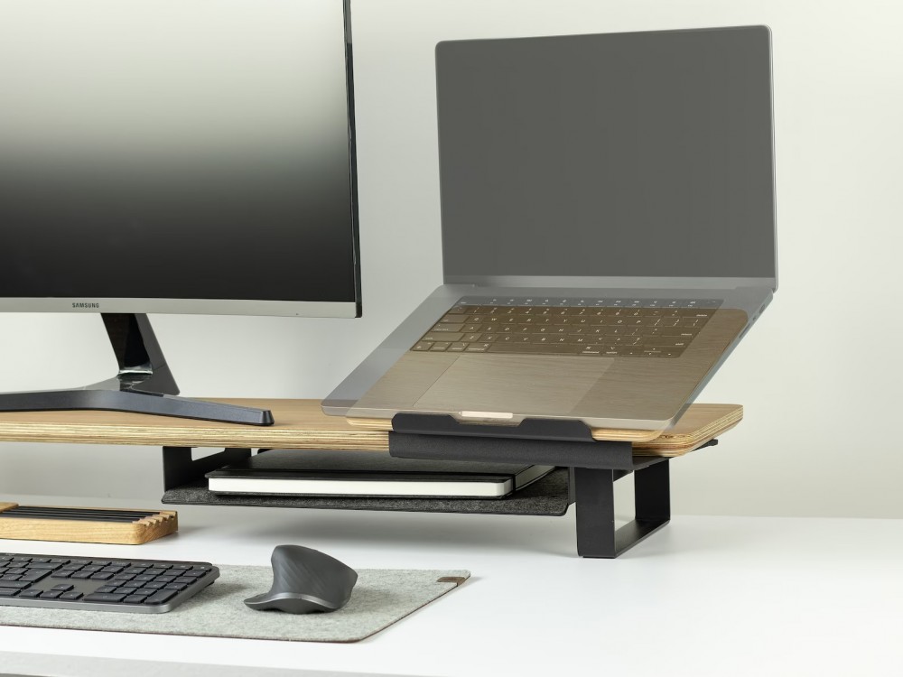 Laptop stand - Bewood Laptop Riser - Black - Oak