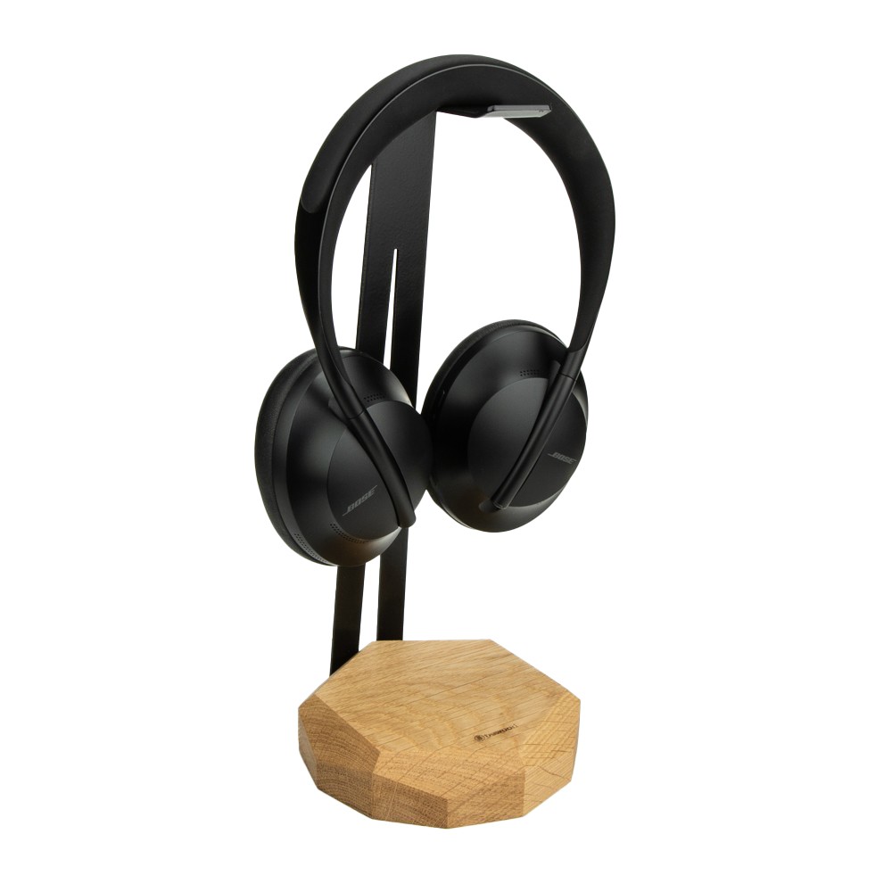 Wood Headphone Stand Geometric - Black - Oak