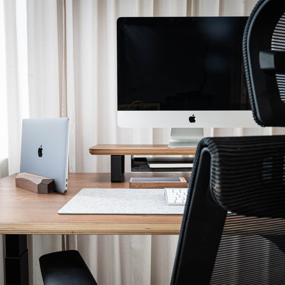 Monitor Stand Desk Shelf Bewood - Black - Walnut - Short