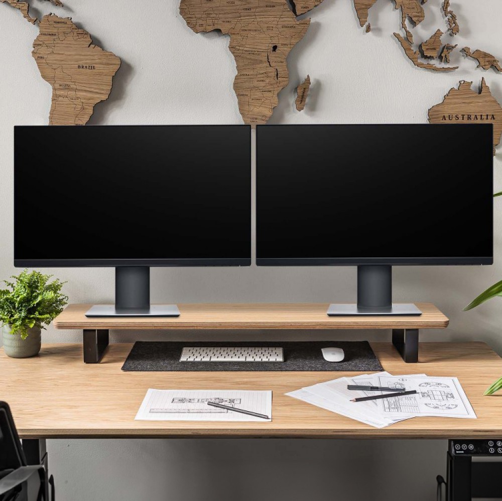 Monitor Stand Desk Shelf Bewood - Black - Walnut - Long