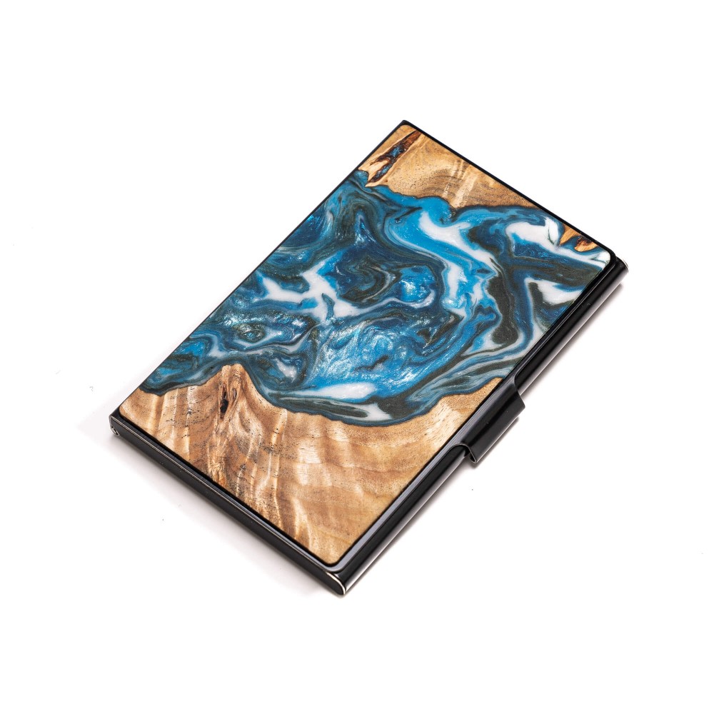 Business card holder Black Bewood Unique - Planets - Earth