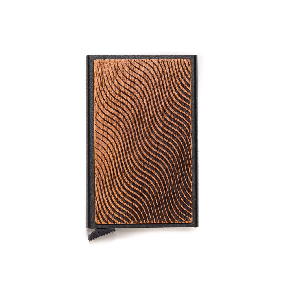 Bewood Unique Black card holder - Waves Merbau