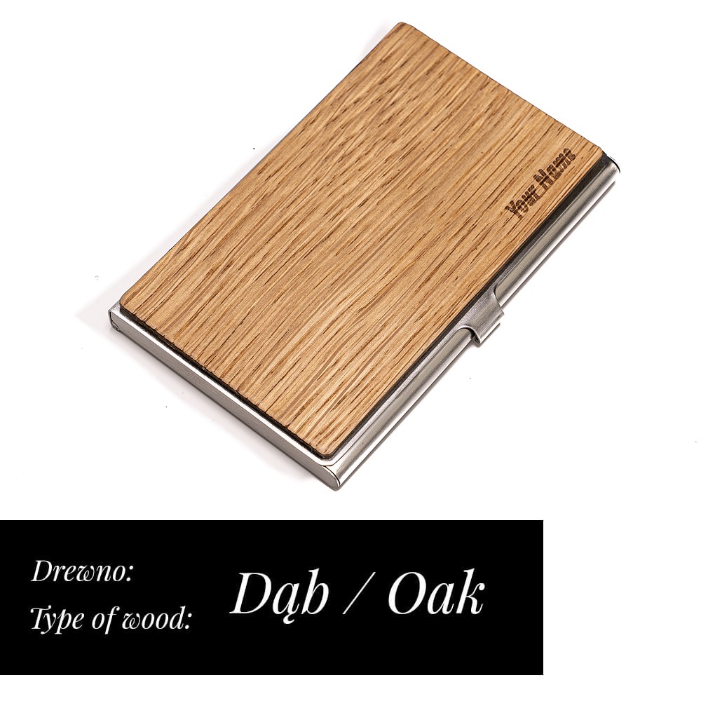 Personalized Wooden Business Card Holder Inox - Your Inscription - Design