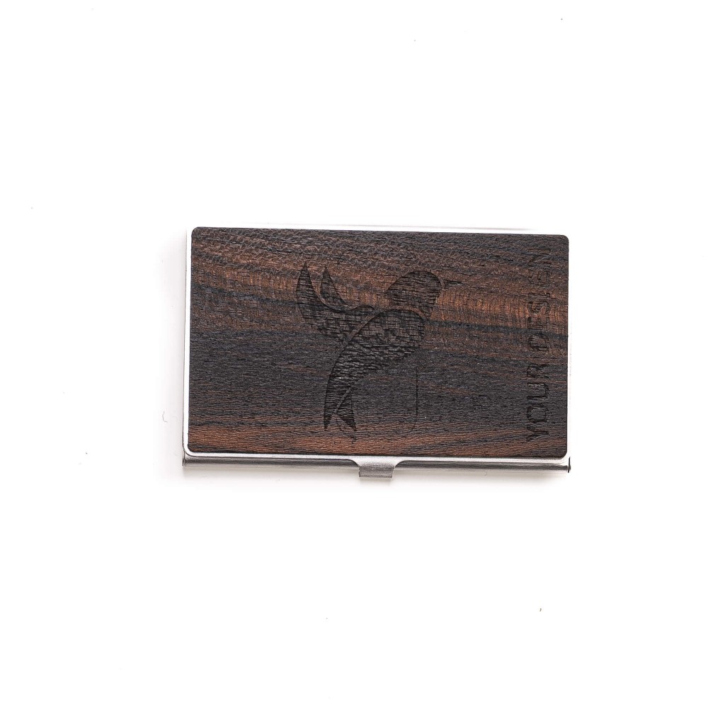 Personalizowany Wizytownik Drewniany Inox - Twoje Logo - Zaprojektuj