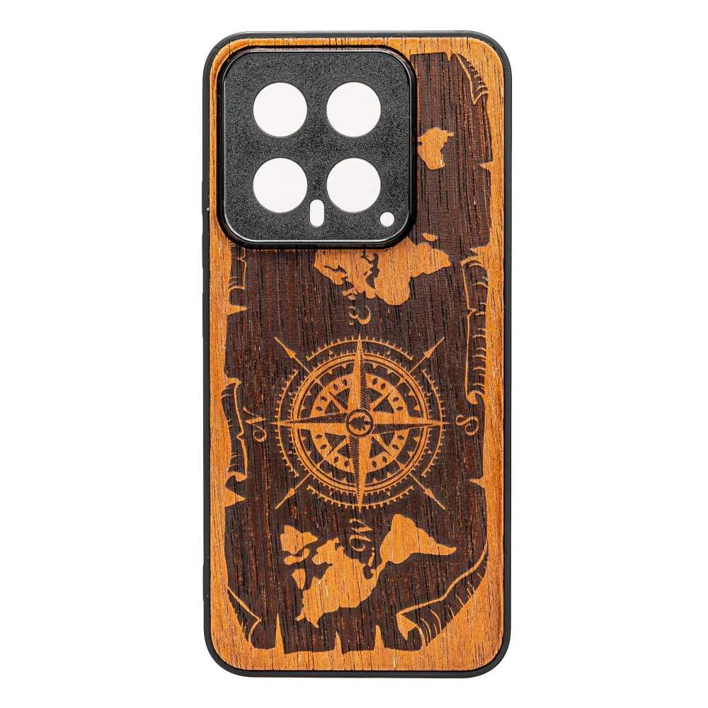 Drewniane Etui Bewood na Xiaomi 14 Pro RÓŻA WIATRÓW MERBAU (1)