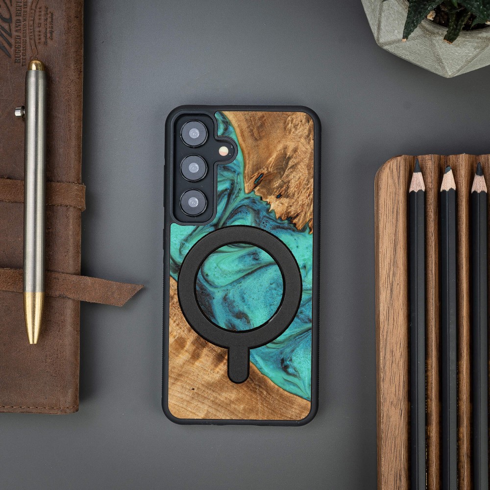 Etui Bewood Unique na Samsung Galaxy S24 - Turquoise z MagSafe