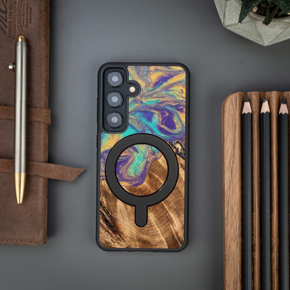 Etui Bewood Unique na Samsung Galaxy S24 - Planets - Merkury z MagSafe