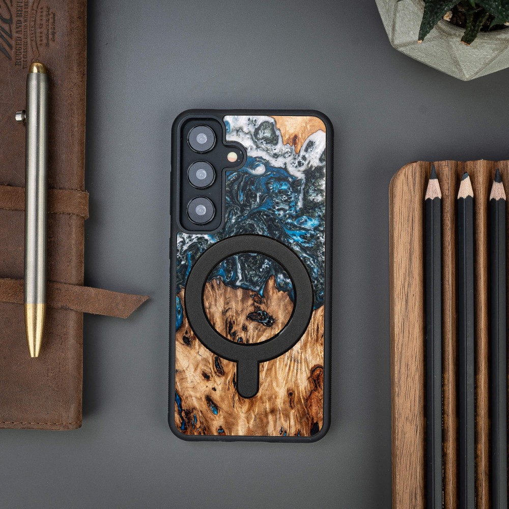 Bewood Resin Case - Samsung Galaxy A55 5G - Planets - Earth - MagSafe