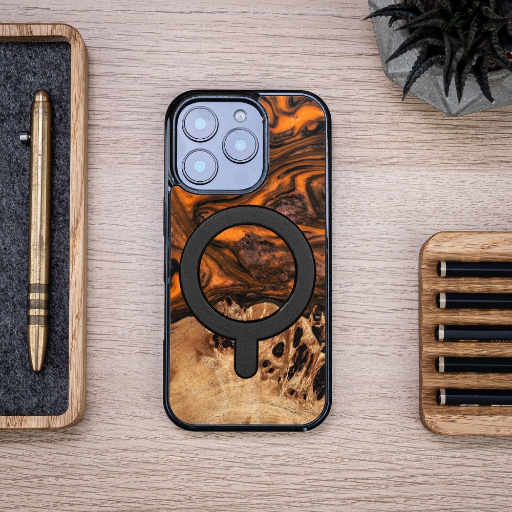 Bewood Resin Case for Apple iPhone 16 Pro - Orange with MagSafe