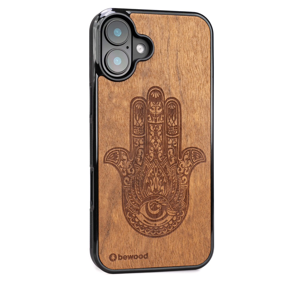 Drewniane Etui Bewood do iPhone 16 Plus HAMSA IMBUIA