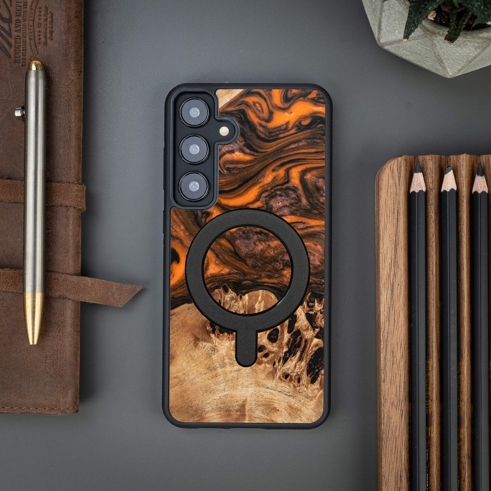 Bewood Resin Case for Samsung Galaxy A35 5G - Orange with MagSafe