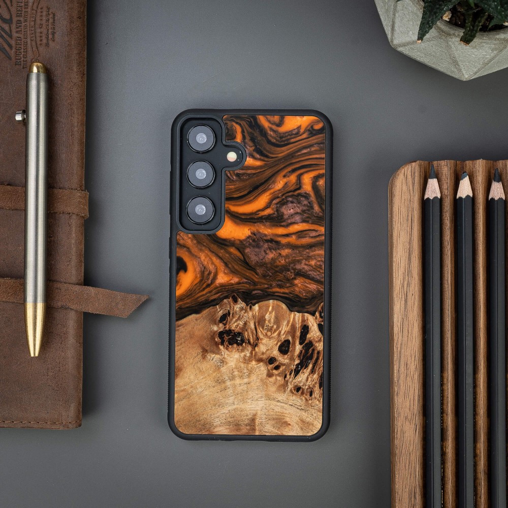 Bewood Resin Case for Samsung Galaxy S25 - Orange (2)