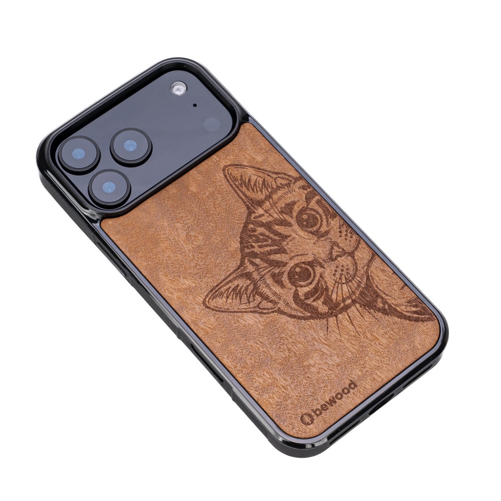 Apple iPhone 17 Pro Max Cat Lover Imbuia Wood Case (3)