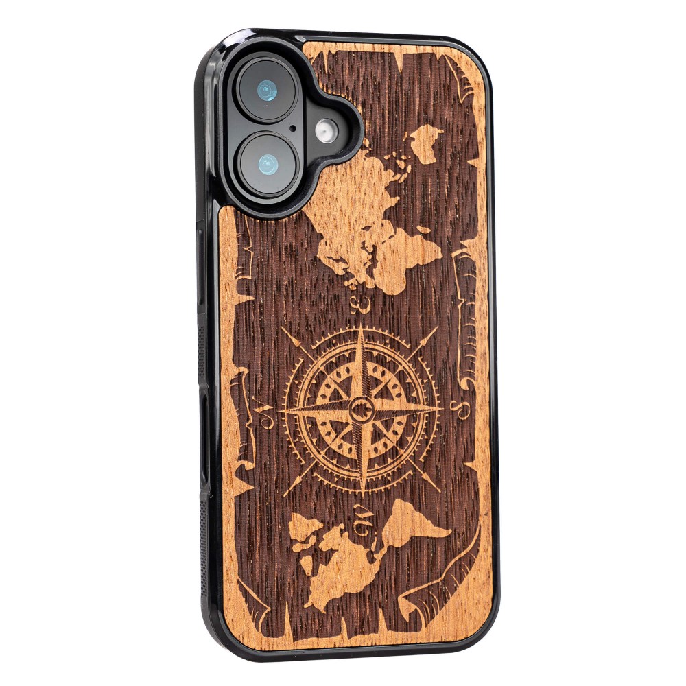 Drewniane Etui Bewood do iPhone 17 RÓŻA WIATRÓW MERBAU (2)
