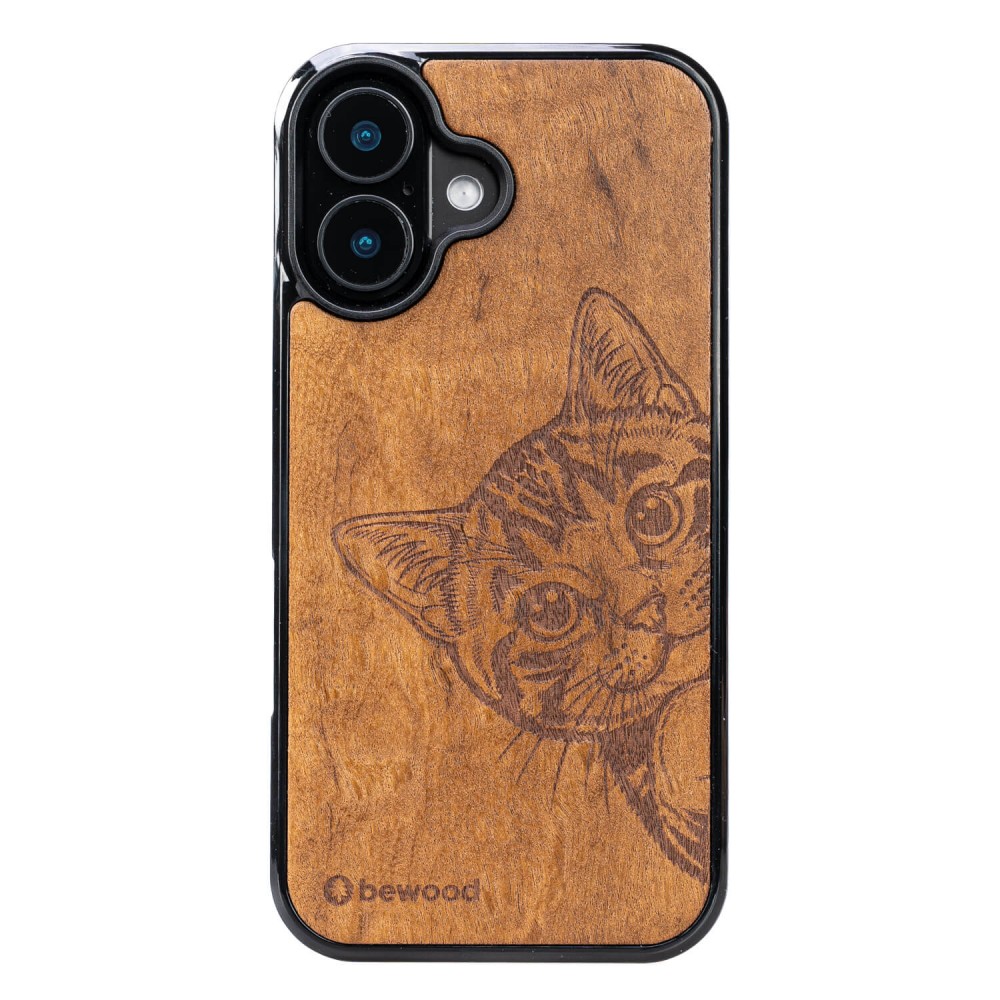 Drewniane Etui Bewood do iPhone 17 CAT LOVER IMBUIA (1)